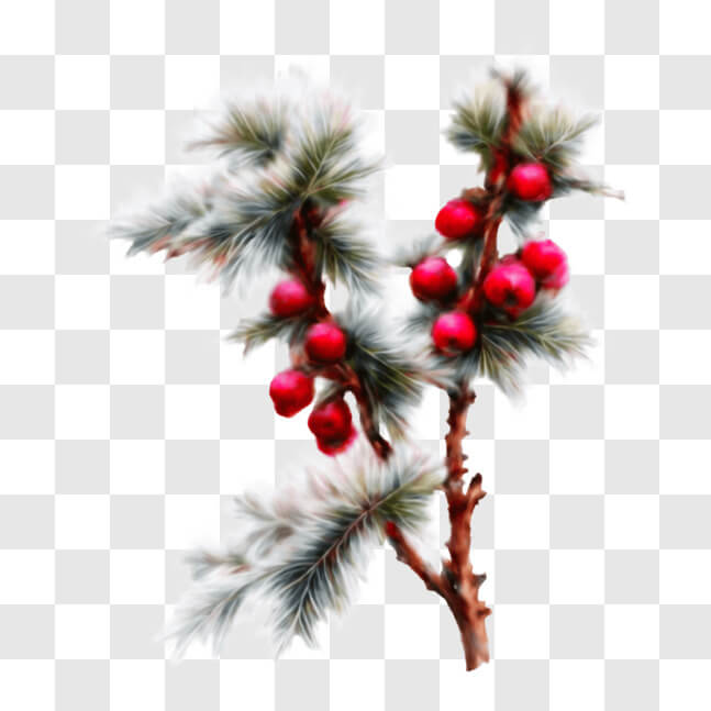Download Winter Tree Branch with Red Berries and Snow PNGs Online ...