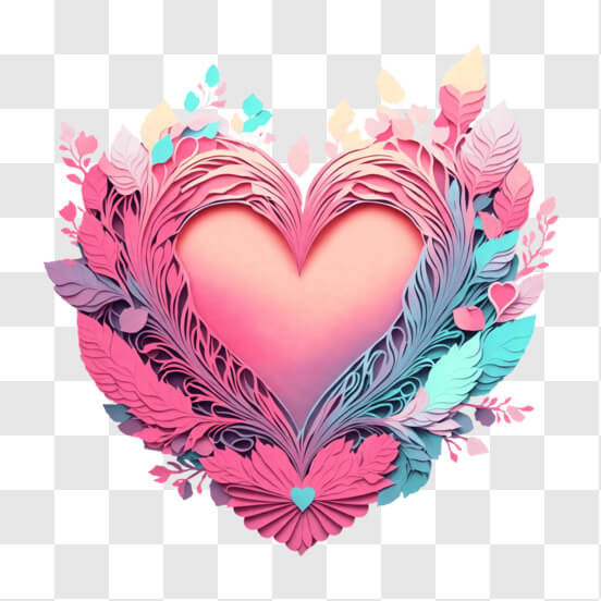 Download Pink Heart-Shaped Sticker Decoration PNG Online