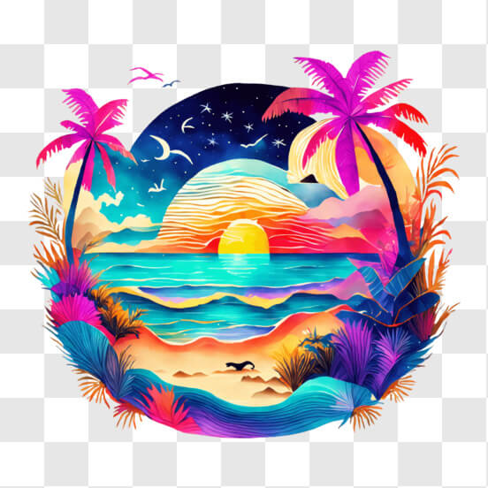 Download Tropical Beach Scene with Palm Trees and Ocean in the ...