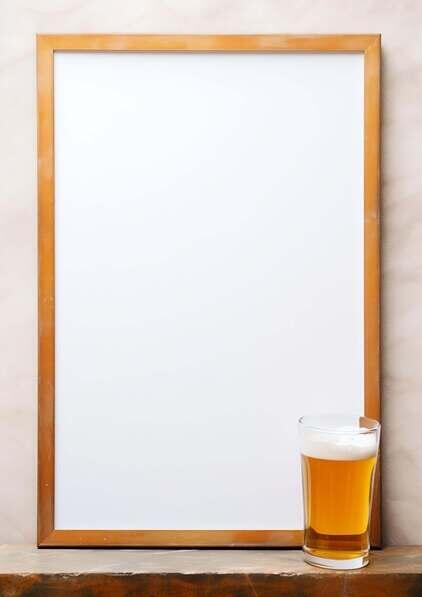 Download Glass of Beer and Empty Frame on Wooden Table Backgrounds ...
