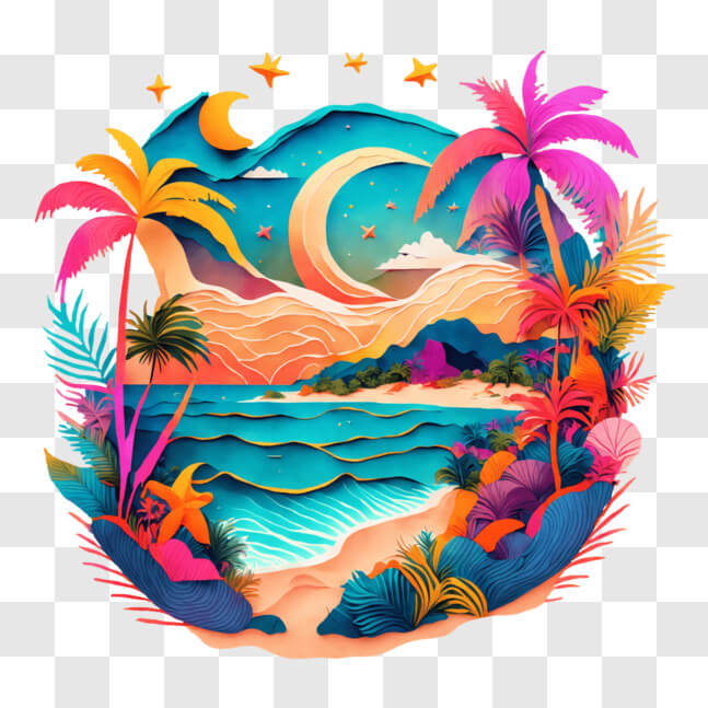 Download Vibrant Tropical Scene for Children's Books and Posters PNG ...