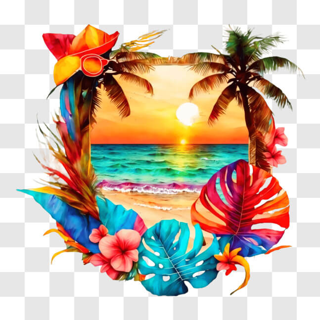 Download Colorful Tropical Beach Frame Wallpaper for Home and Office