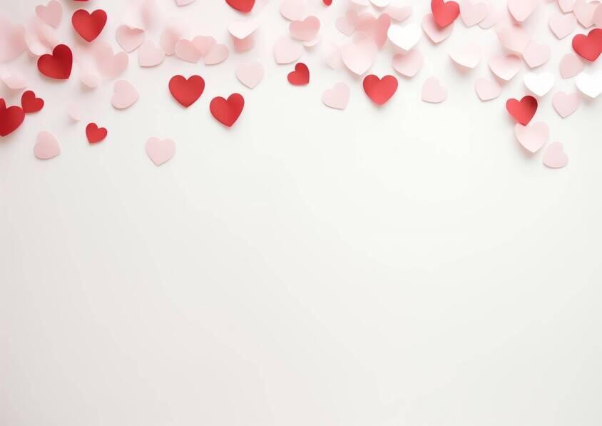 Download White Background with Floating Red and Pink Hearts Backgrounds ...