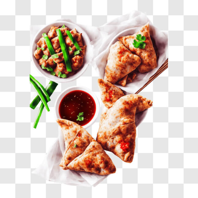 Download Enjoyable Dining Experience with Fried Dumplings and Green ...