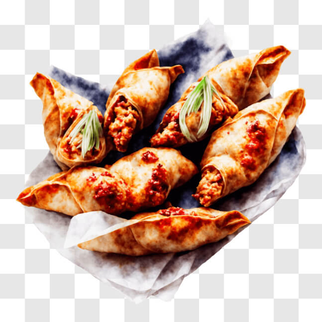 Download Delicious Assorted Spring Rolls Ready to Serve PNG Online ...