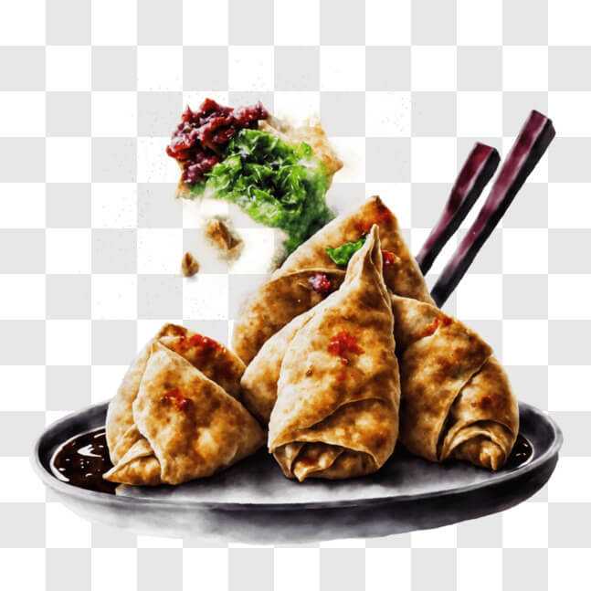Download Delicious Asian-inspired Meal with Dumplings and Broccoli PNG ...