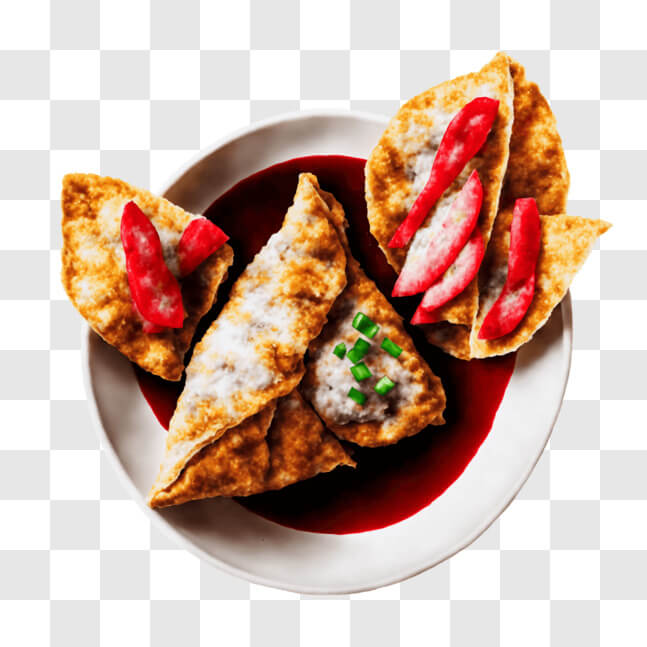 Download Tasty Quesadillas with Sauce on White Plate PNG Online ...