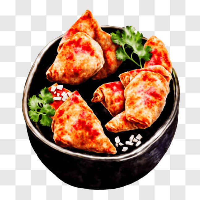 Download Delicious Pizza Slices in a Stylish Black Bowl PNG Online ...