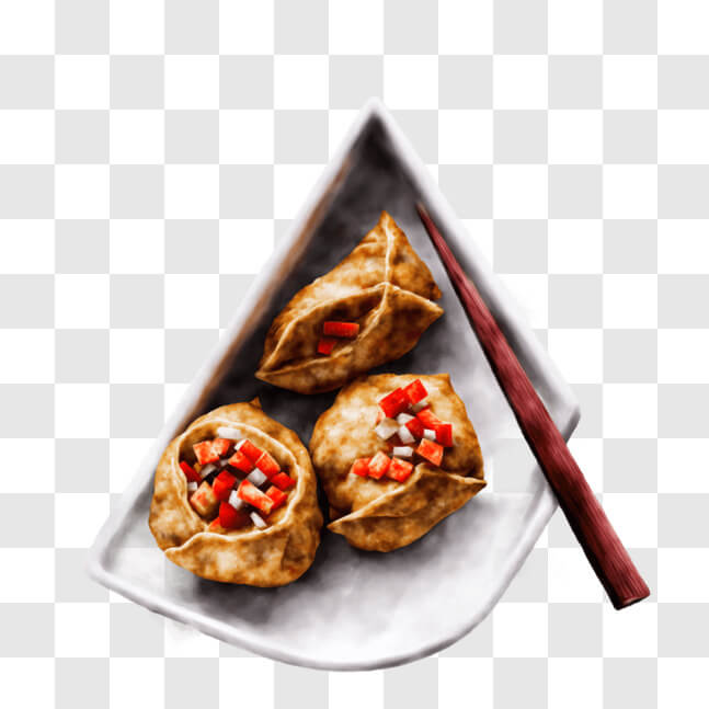Download Delicious Dumplings Ready to Serve PNG Online - Creative Fabrica