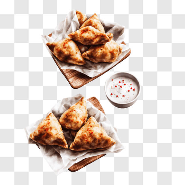 Download Savory Fried Dumplings with Tasty Sauce PNG Online - Creative ...