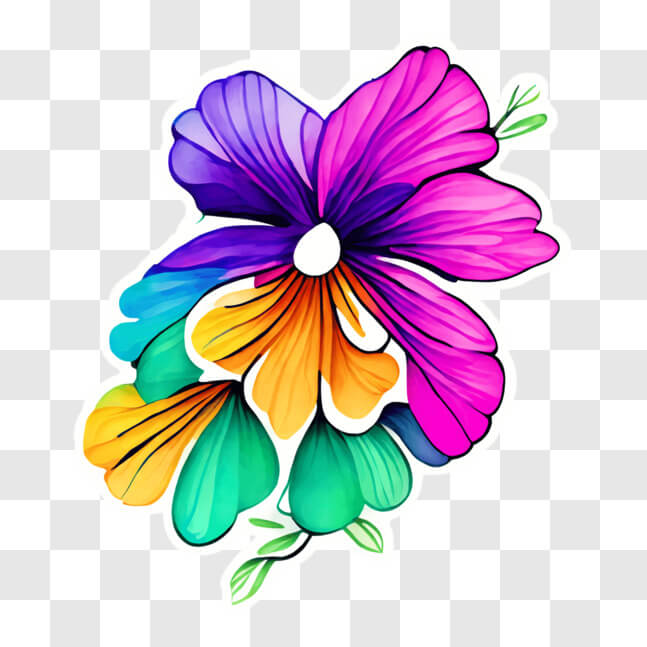 Download Eye-Catching Floral Sticker Design PNG Online - Creative Fabrica