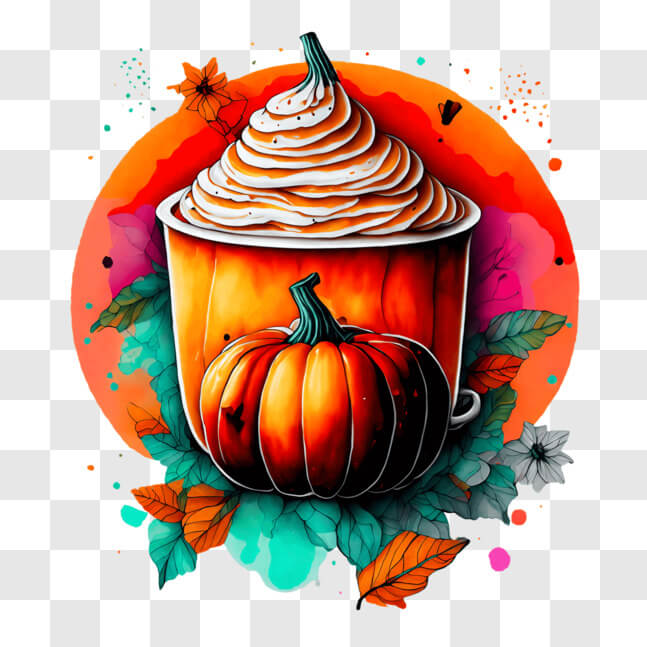 Download Pumpkin Spice Latte with Whipped Cream and Pumpkin PNGs Online ...