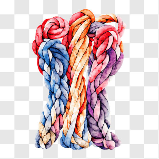 Download Vibrant Watercolor Painting of Colorful Ropes PNG Online ...
