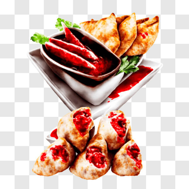 Download Delicious Assortment of Dumplings and Dips PNG Online ...