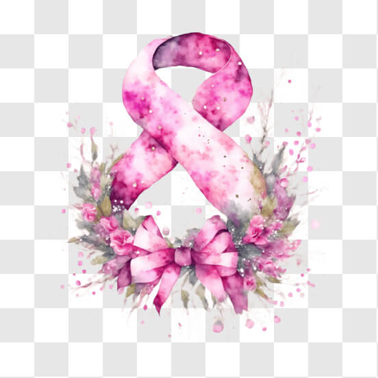 Download Pink Ribbon Heart with Flowers - Breast Cancer Awareness ...