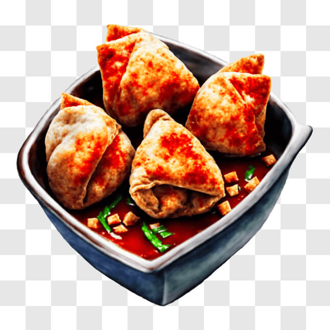Download Savory Dumplings with Sauce and Fresh Vegetables PNG Online ...