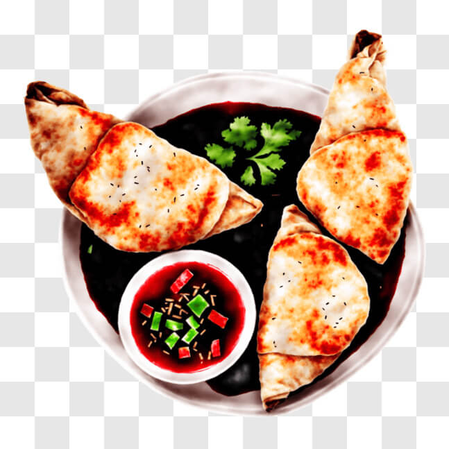 Download Delicious Quesadillas with Dipping Sauce PNG Online - Creative ...