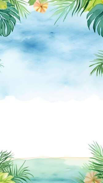 Download Tropical Watercolor Background with Leaves and Flowers ...