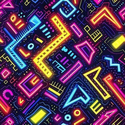 Bright Neon Colored Seamless Pattern on Black Background Bright Neon Colored Seamless Pattern on Black Background thumbnail