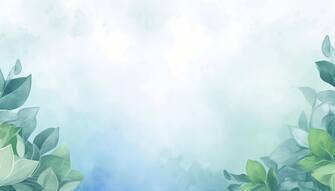 Aquarellhintergrund mit grünen Blättern und blauem Himmel Hintergründe thumbnail
