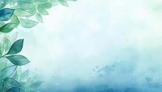 Aquarellhintergrund mit grünen Blättern und blauem Himmel Hintergründe thumbnail