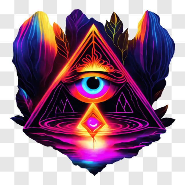 Pyramid Eye Icon Download Neon All-Seeing Eye Pyramid for Spiritual and Metaphysical ...