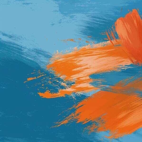 Download Abstract Orange and Blue Paint Stroke on Blue Background ...