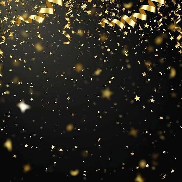 Download Black Background with Gold Stars and Falling Confetti ...