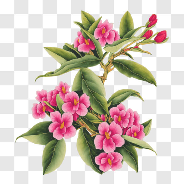 Download Beautiful Pink Flowering Plant with Lush Green Foliage PNG ...