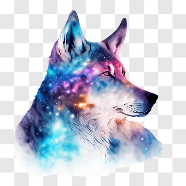 Download Unique Galaxy Wolf Head Artwork for Home or Office Decor PNG ...