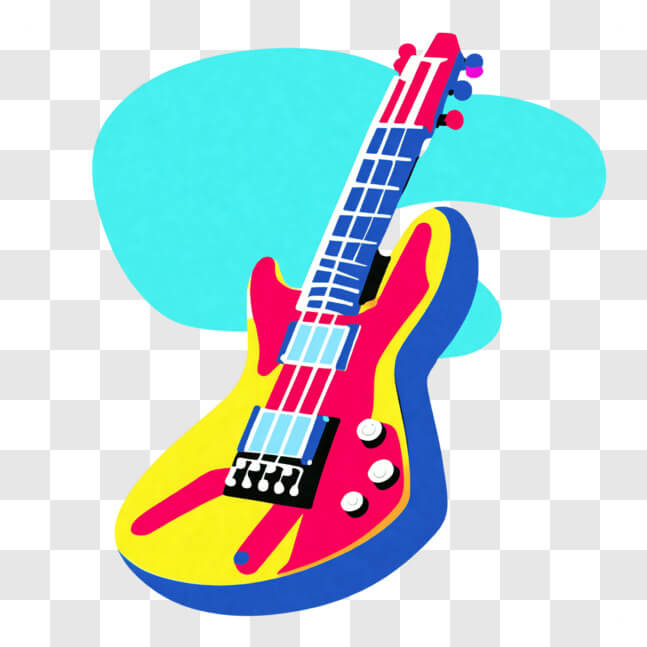 Download Vibrant Electric Guitar Illustration PNG Online - Creative Fabrica