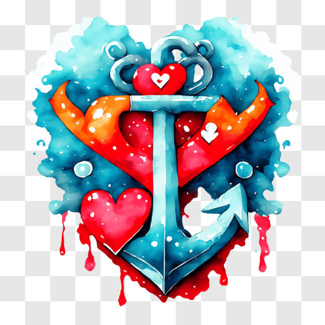 Download Nautical-Themed Art with Anchor and Heart PNG Online ...