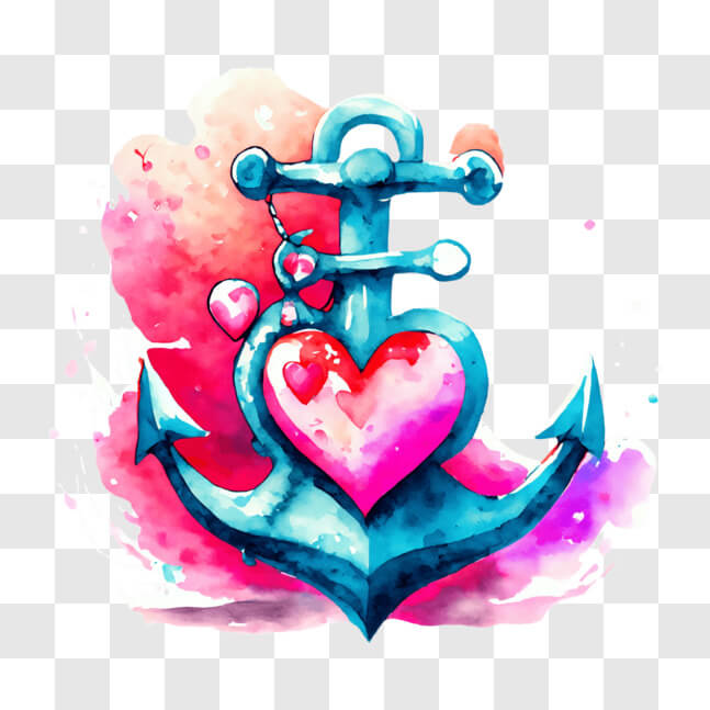 Download Vibrant Anchor and Heart Artwork PNG Online - Creative Fabrica