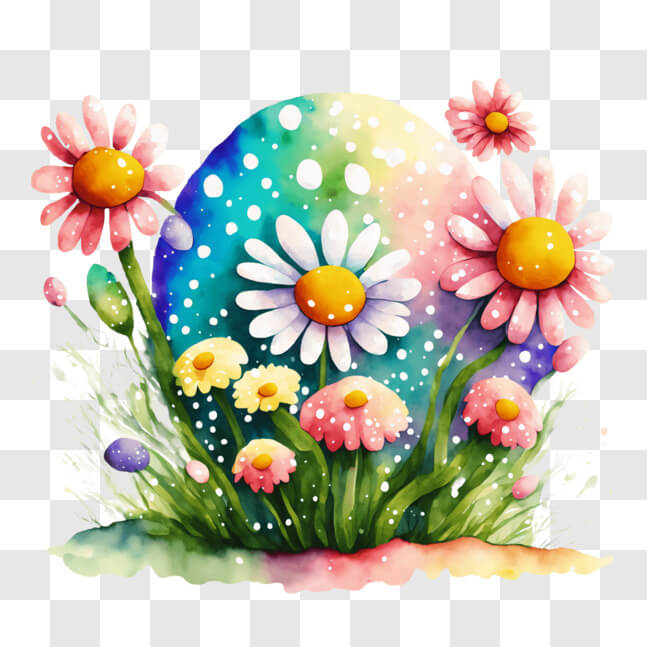 Download Colorful Easter Egg Decoration with Flowers PNGs Online ...