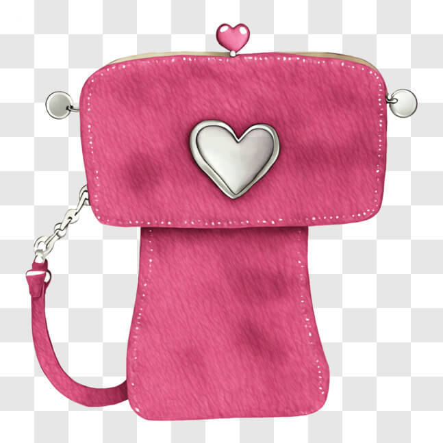 Download Stylish Pink Purse with Heart Charm and Chain PNG Online ...