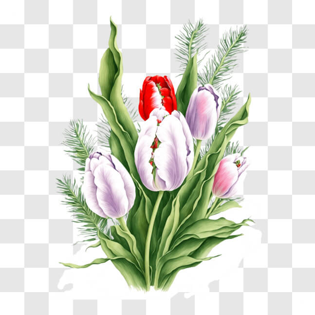 Download Vibrant Tulip Bouquet in Springtime PNG Online - Creative Fabrica
