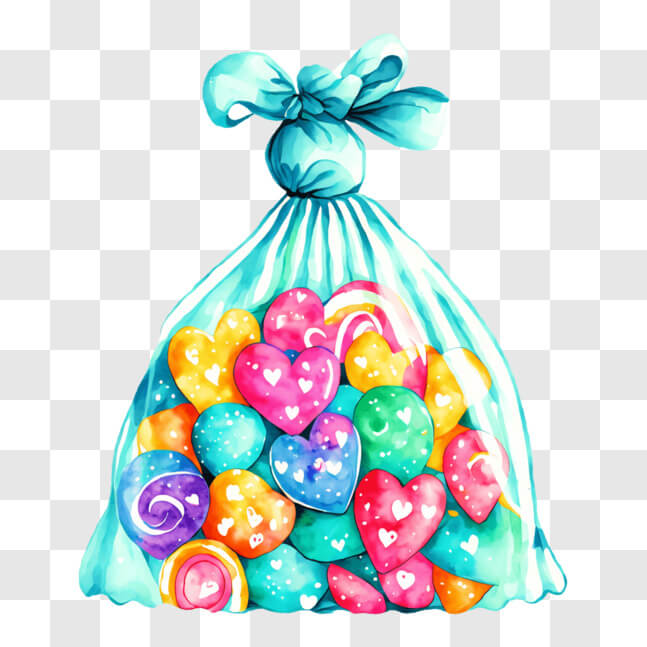 Download Colorful Candy Bag with Heart-shaped Lollipops and Sweet ...