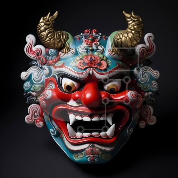 Vibrant Devil Mask for Chinese New Year stock photo | Creative Fabrica