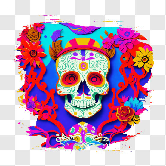 Colorful Sugar Skull for Day of the Dead Celebration