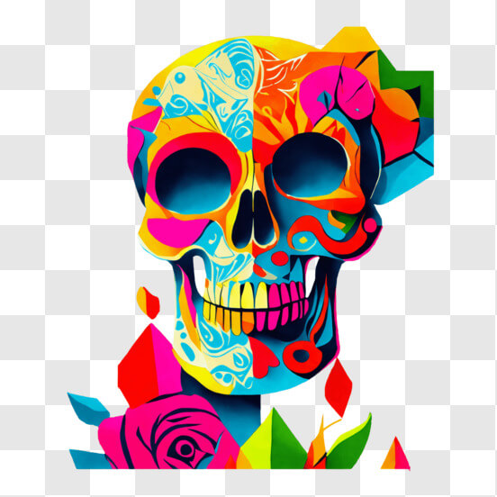 Colorful Skull with Roses