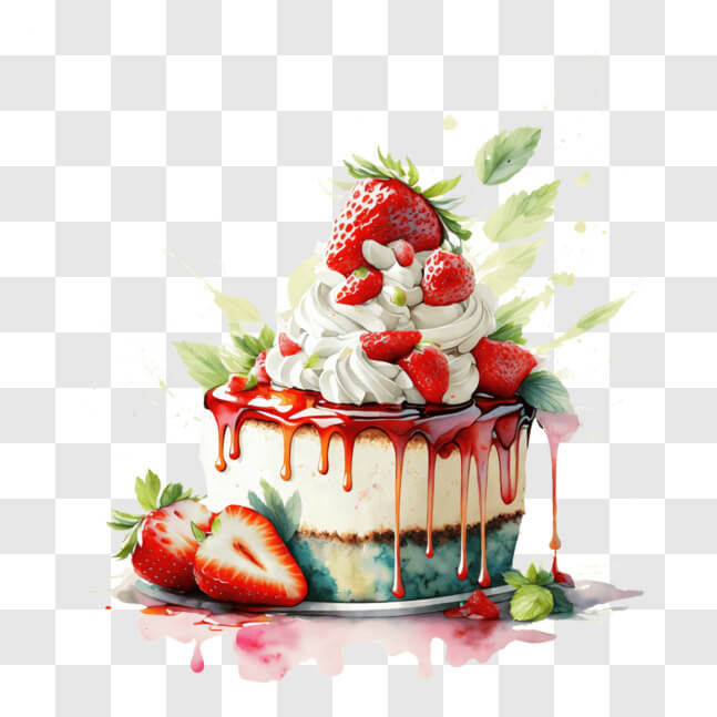 Download Strawberry Cake with Whipped Cream and Fresh Berries PNGs ...