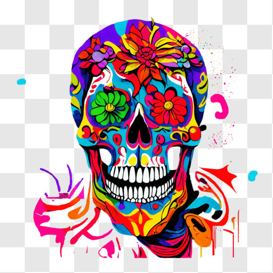 Colorful Sugar Skull for Dia de los Muertos