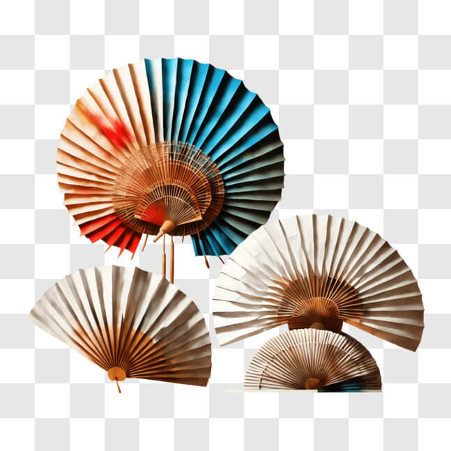 Download Colorful Paper Fans Stack with Different Patterns PNGs Online ...