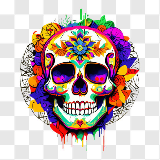 Colorful Sugar Skull for Dia de los Muertos (Day of the Dead)