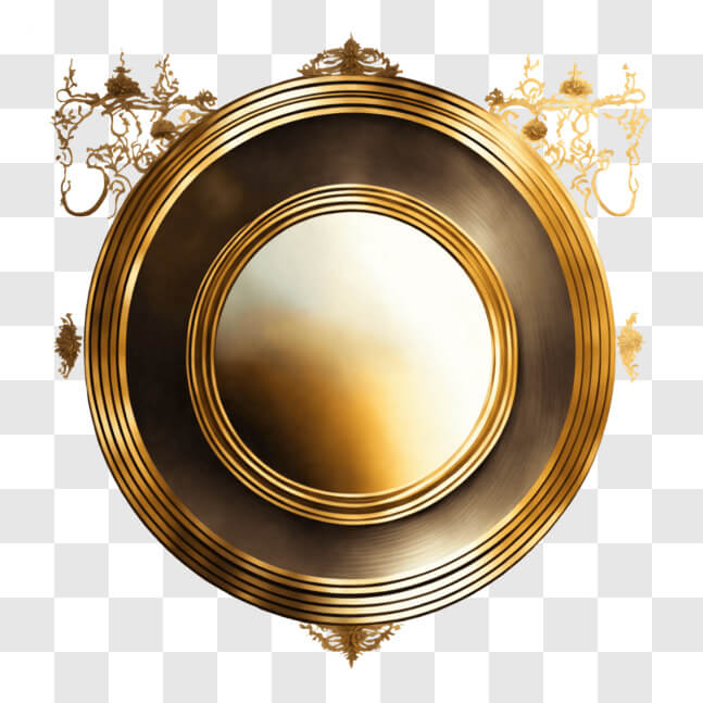Download Ornate Circular Gold-Framed Mirror with Intricate Designs PNG ...