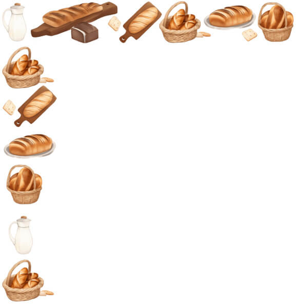 Download Assorted Breads and Bakery Items on a Black Background Borders ...