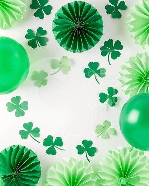 St. Patrick's Day Celebration with Green Balloons and Shamrock ...