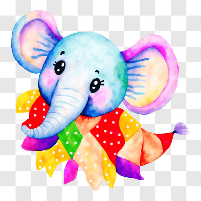 Download Cheerful Elephant Watercolor Painting PNG Online - Creative ...