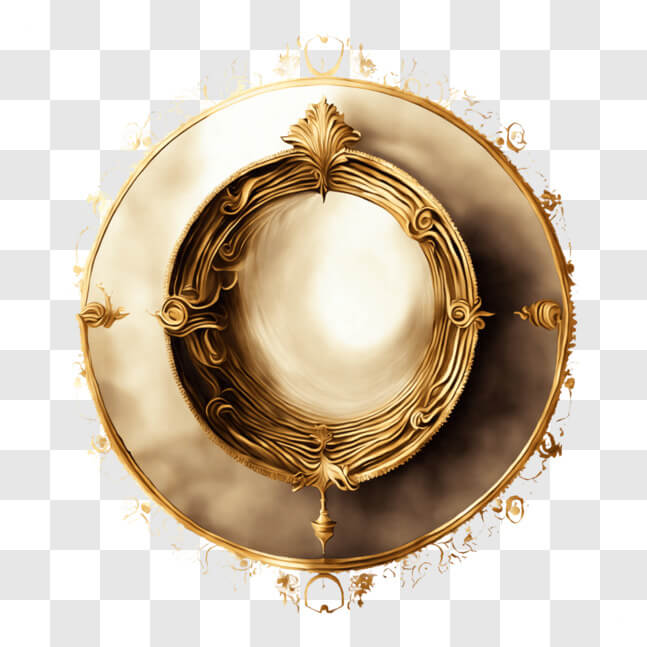 Download Intricate Ornate Gold Circular Frame with Mirror PNG Online ...