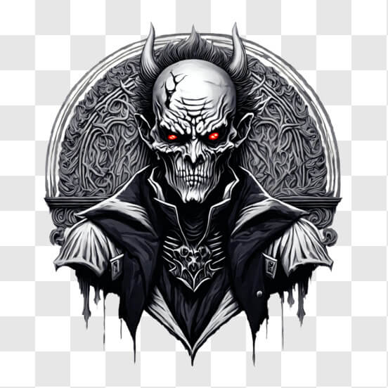 Download Dark Demon Skull Illustration with Red Eyes and Horns